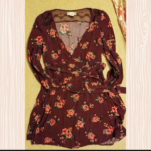 Flying Tomato Purple Lace Floral Dress